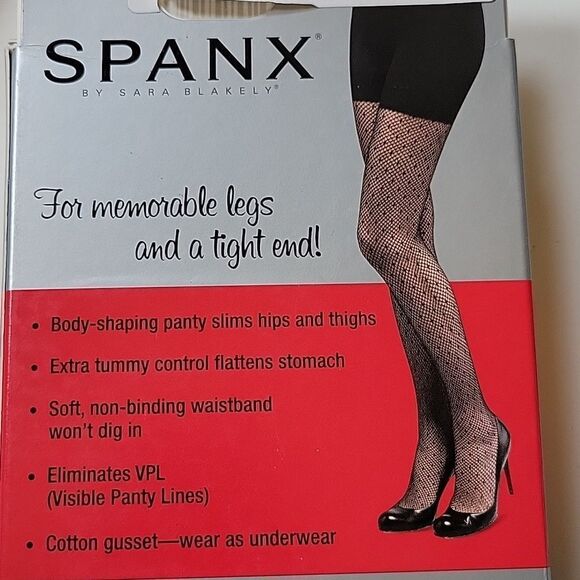 NEW SPANX FISHNET STOCKINGS TIGHTS PANTYHOSE TIGHT END SHAPING BLACK SIZE C XL - Picture 1 of 5